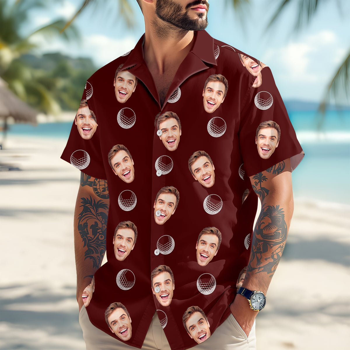 Custom Face Photo Hawaii Shirt Gift For Golf Lovers TH10 898189
