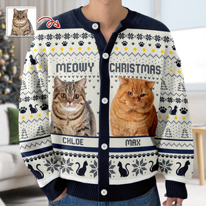 Custom Photo Meowy Christmas Ugly Cardigan For Cat Lover TH10 896575