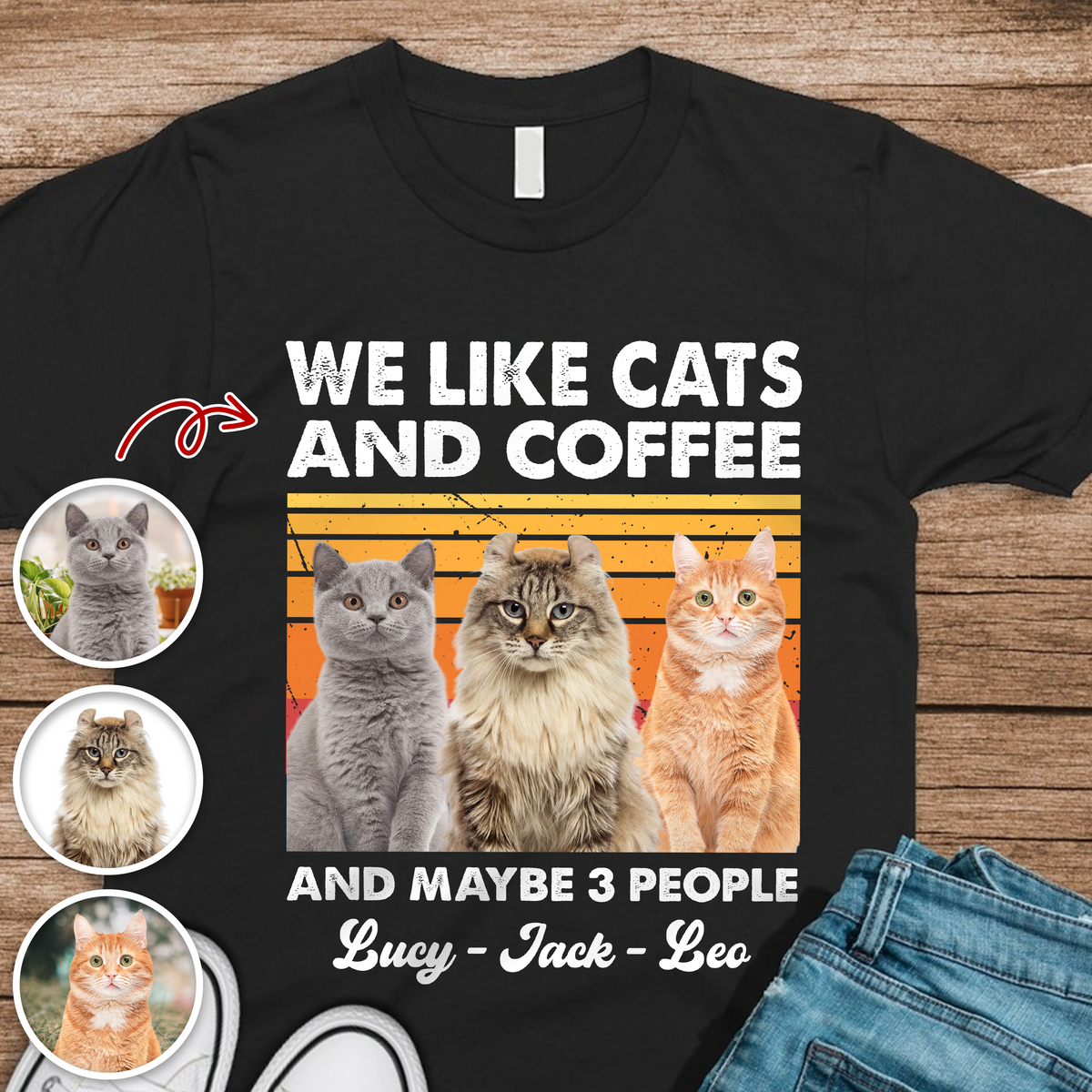 Custom Photo I Like Cats And Coffee Personalized Dark Shirt For Cat Lovers LM32 895105