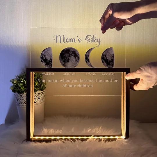 Custom Moons Phase LED Light Frame, Personalized Moons Phase with Kids Names, Mother’s Day Gifts CH07 910948