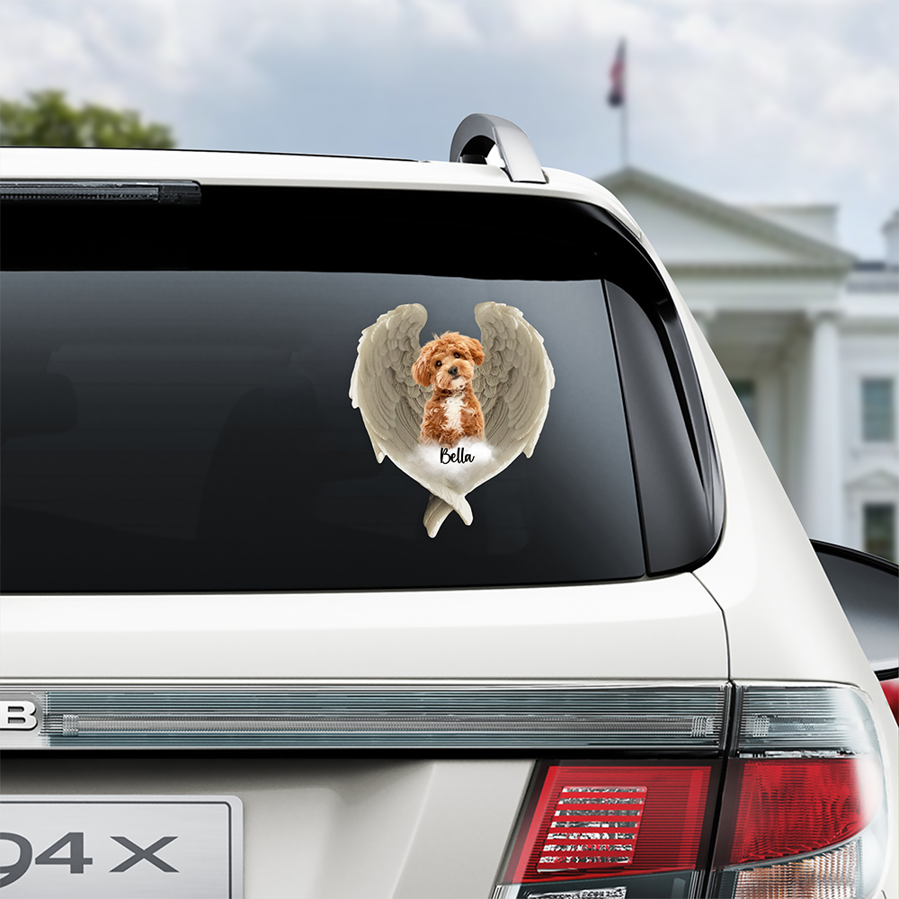 Custom Photo Pet Within Angel Wings Memorial Dog Cat Car Sticker HO82 900988
