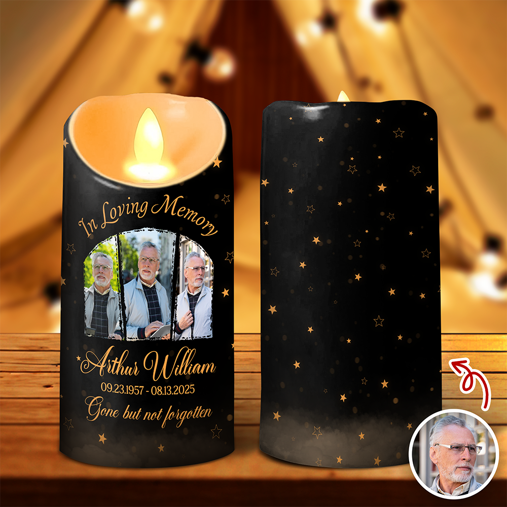 Custom Memorial Photo In Loving Memory Gone but Never Forgotten Led Candle CH07 896248