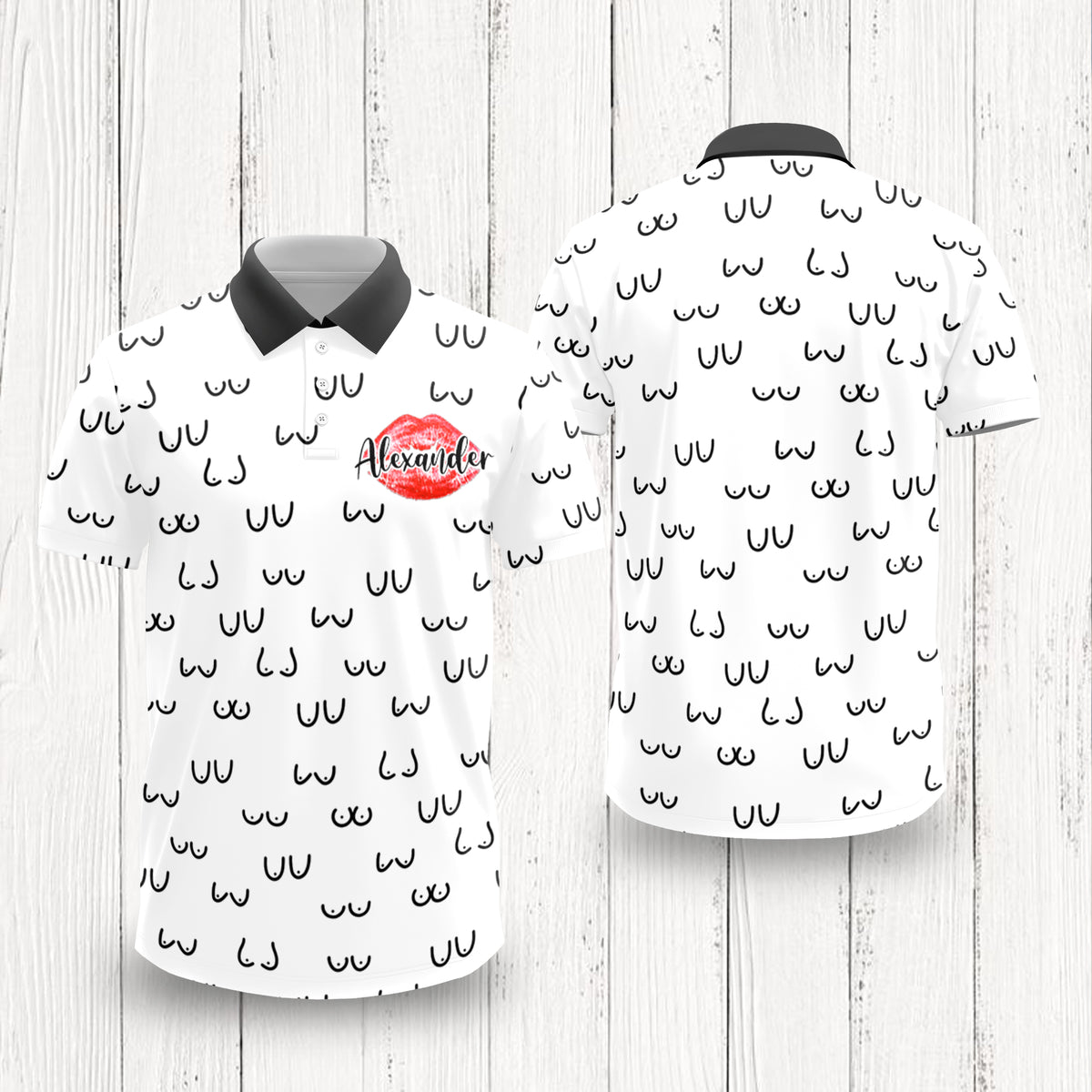 Custom Name Funny Women Breast Doodle Personalized Polo Shirt Funny Gift For Men HA75 898742