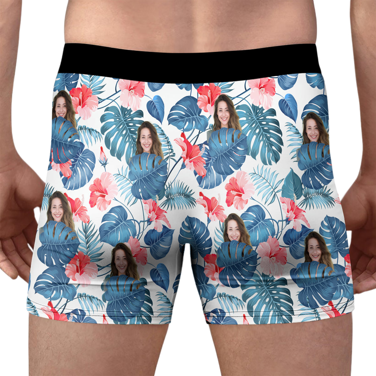 Custom Photo Tropical Floral Boxers - Personalized Gift For Husband, Boyfriend TH10 169705