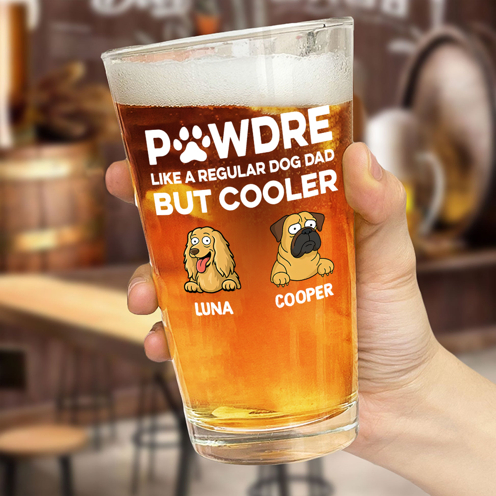 Custom Photo Pawther Like A Regular Dog Dad But Cooler Beer Glass LM32 893565