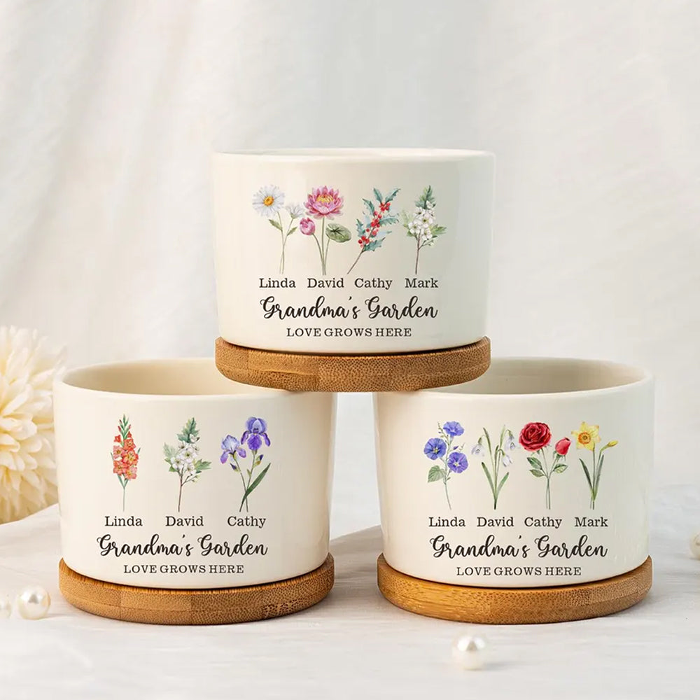 Personalized Birth Flower Grandma's Garden Pot Plant Pot Mother's Day Gift HA75 920722