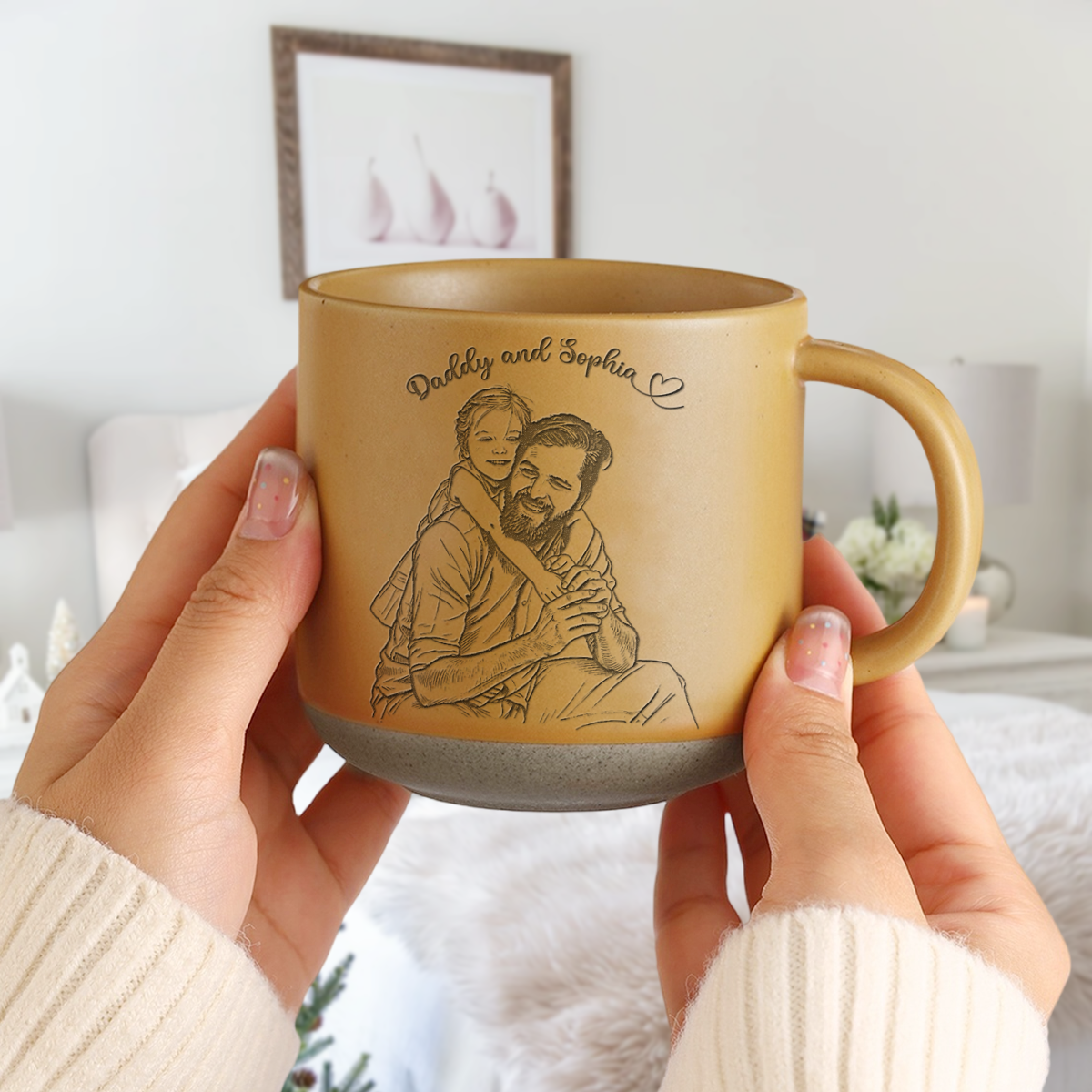 Custom Portrait Photo Love Dad Keepsake Engraved Pottery Mug LM32 669147
