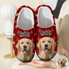 Custom Cute Dog Photo American Flag Christmas Pattern Slippers For Dog Lovers LM32 893881