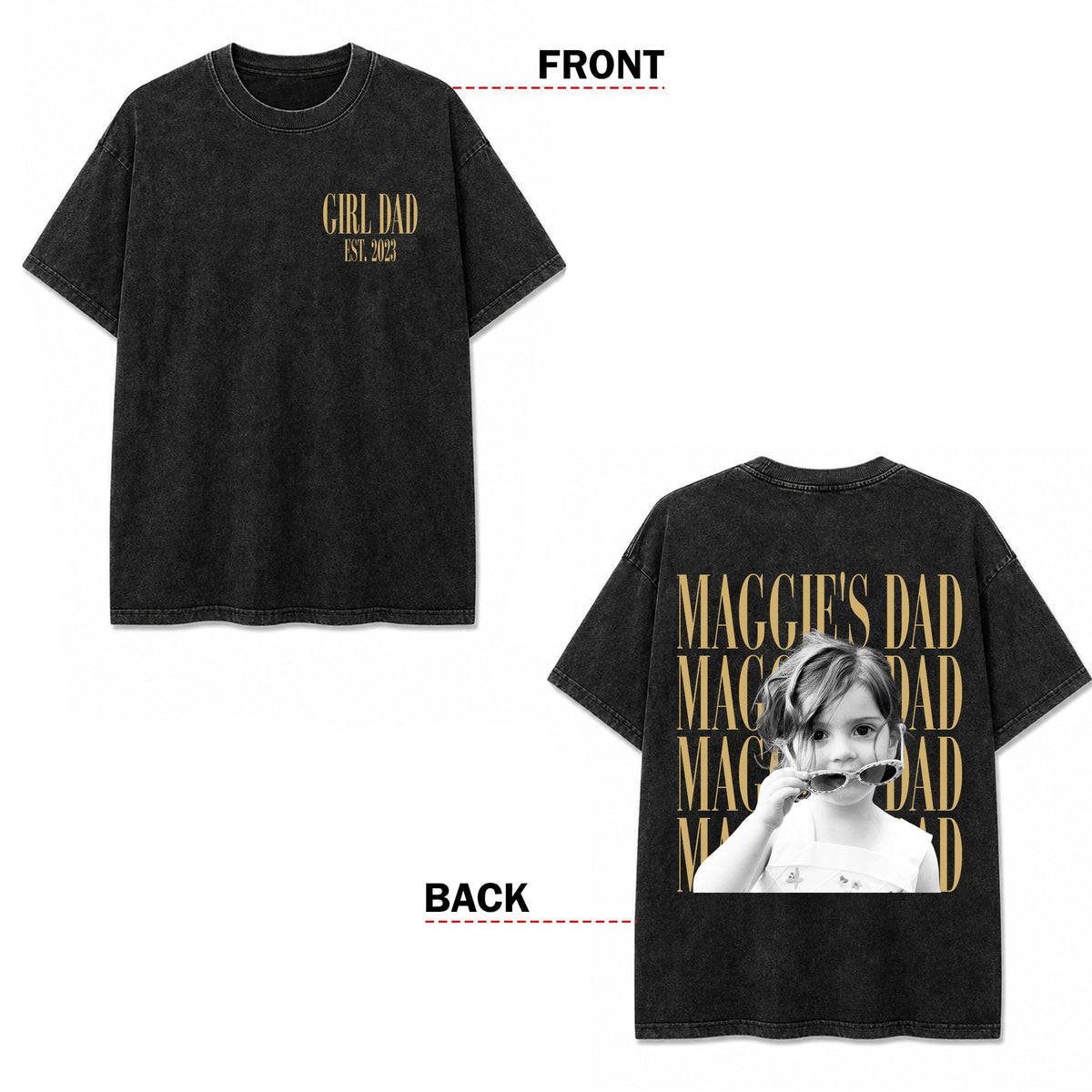 Personalized Vintage Photo Dad, Mom, Grandpa, Grandma Family Front & Back Dark Shirt HA75 921572