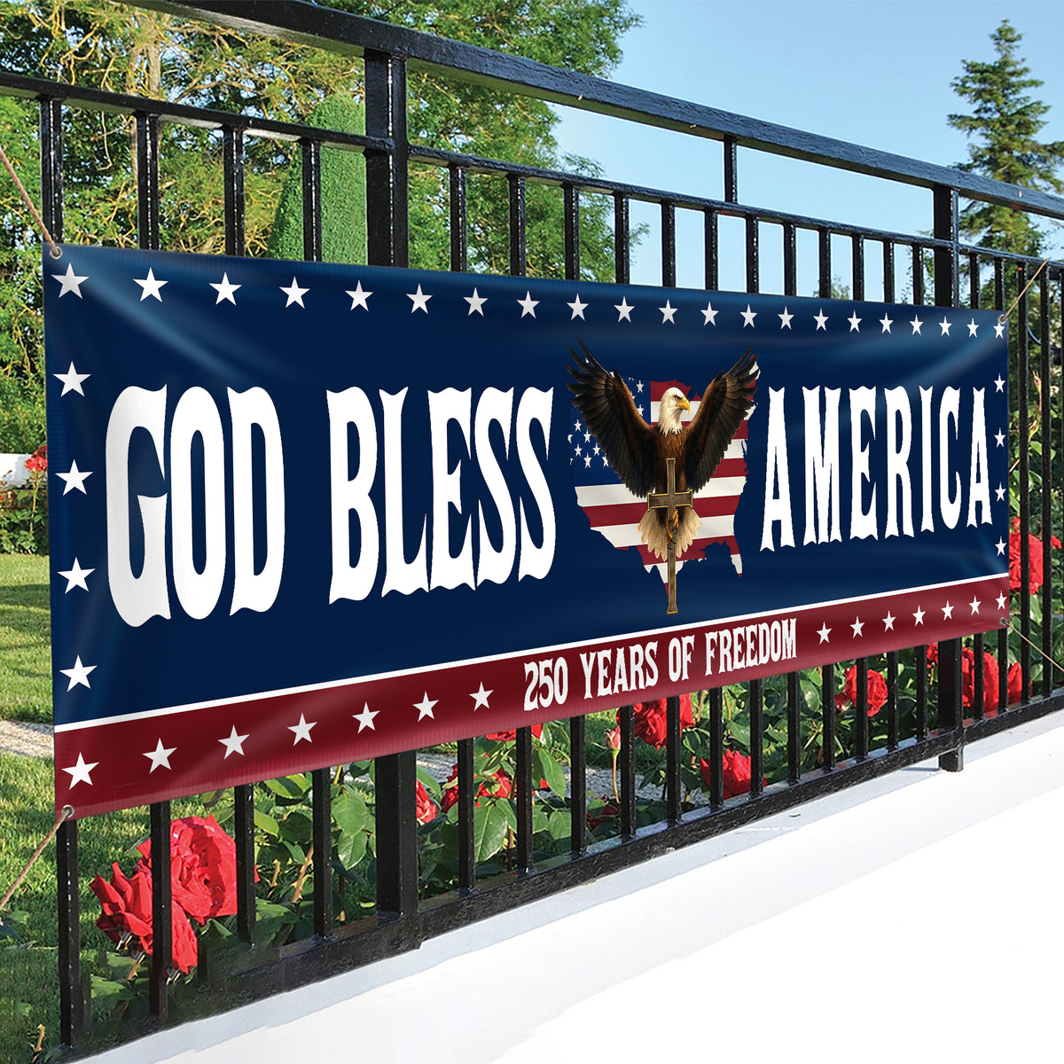 Patriotic 250th Anniversary God Bless America Eagle 1776–2026 Banner HO82 902766