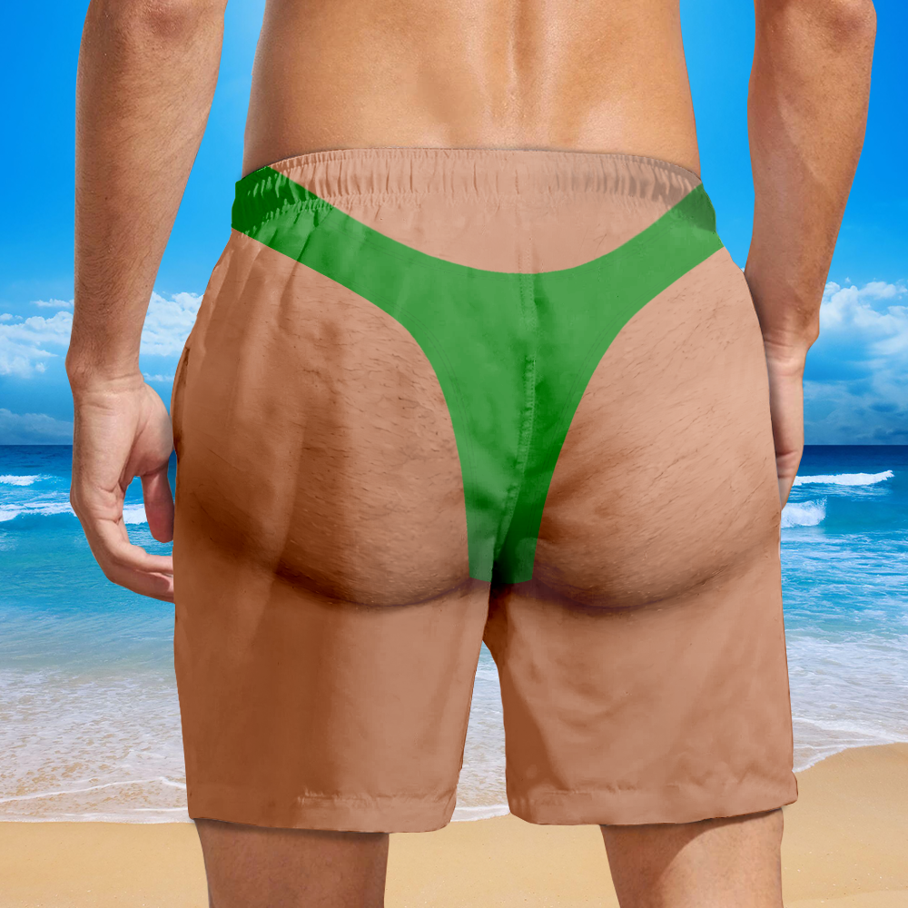 Personalized Funny Rooster Underwear Illusion Beach Shorts - Novelty Gift for Men CH07 180148