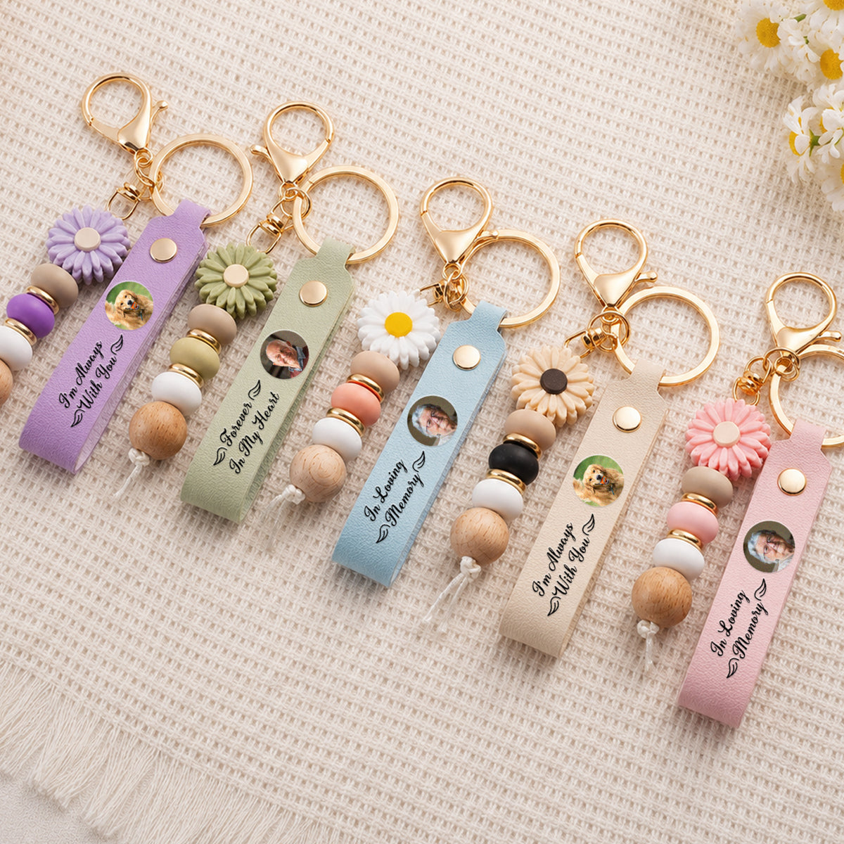 Personalized Photo In Loving Memory Beaded Keyring Sympathy Gift For Loss TH10 170591
