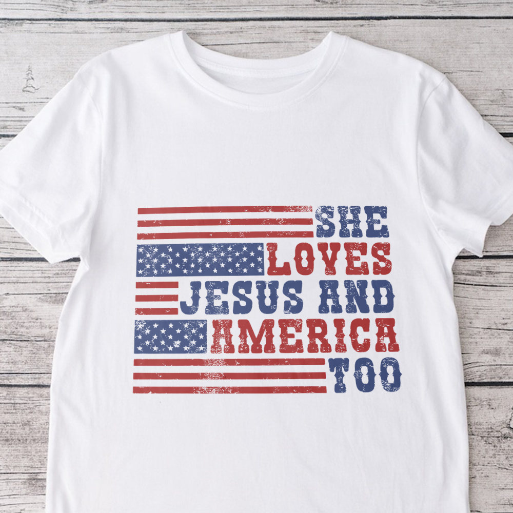 Personalised She Loves Jesus And America Too Bright Shirt LM32 897943