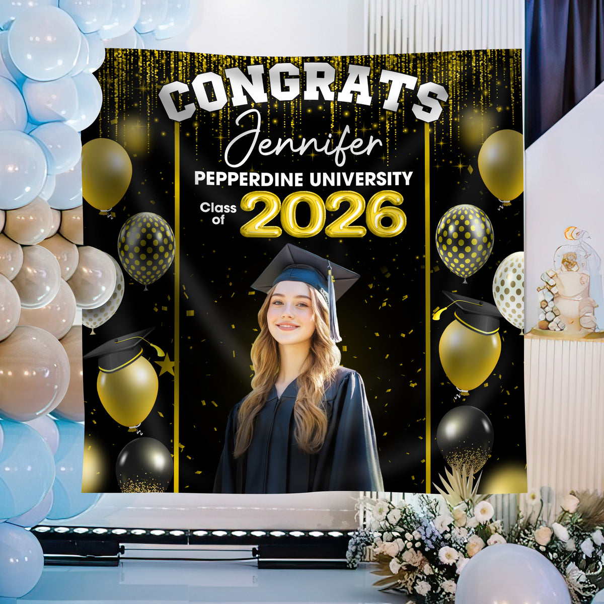 Congrats Class of 2026 Custom Photo And Name Graduation Party Backdrop CH07 899738