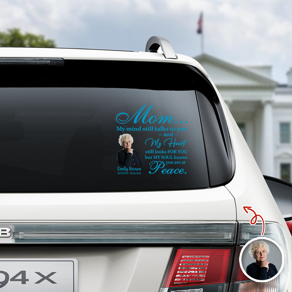 Custom Photo My Mind Still Talks to You Memorial Car Window Decal Sticker HA75 899010