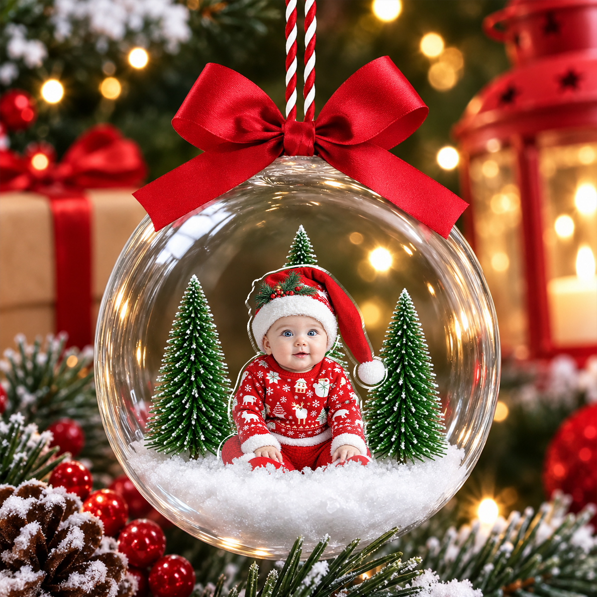 Custom Baby Photo Christmas 3D Acrylic Ball Ornament CH07 180592