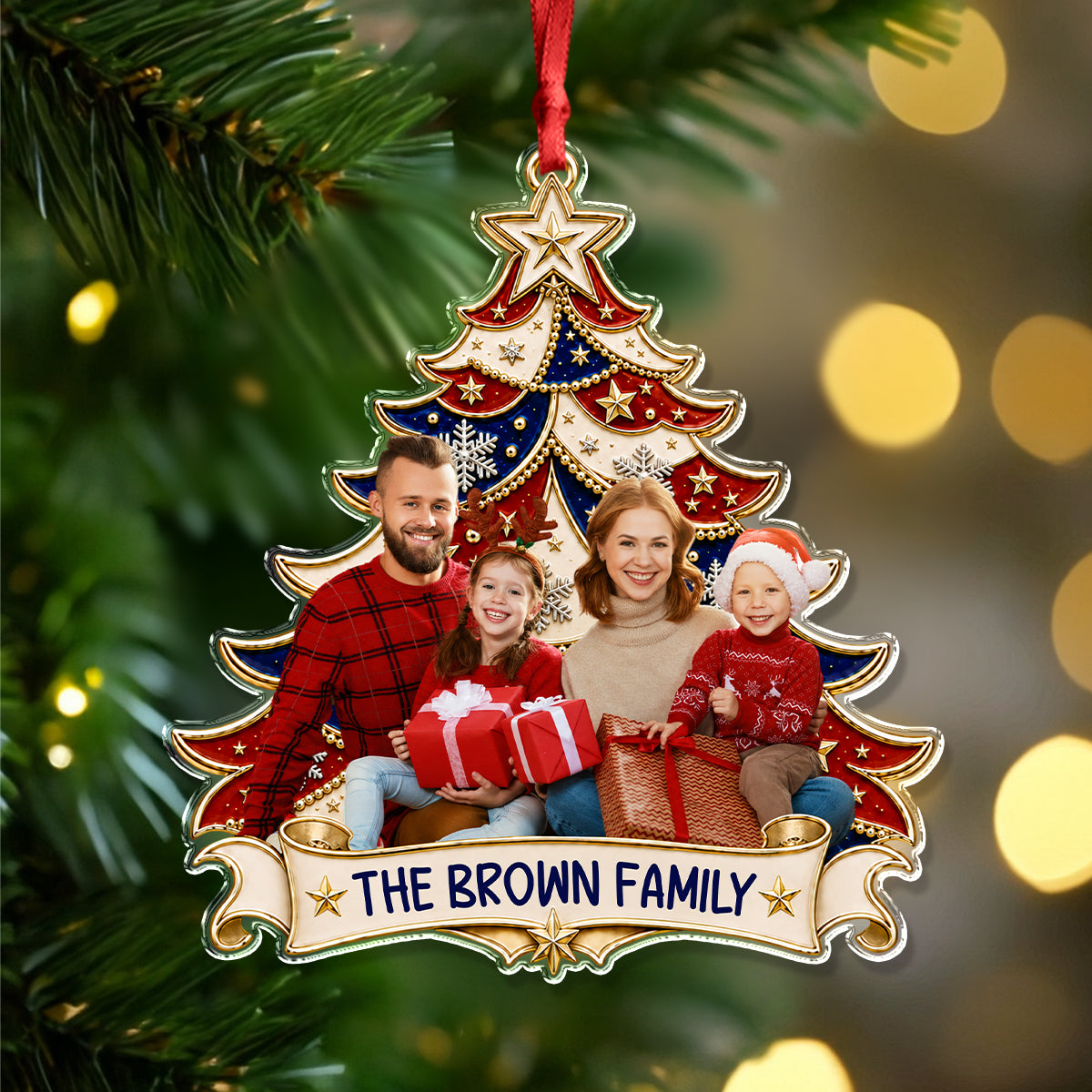 Custom Photo Christmas Tree Family Acrylic Ornament HO82 903404