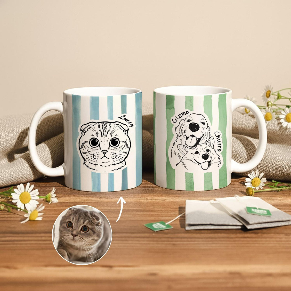 Custom Pet Portrait Mug With Name Personalized Dog Cat Photo Accent Mug CH07 899944