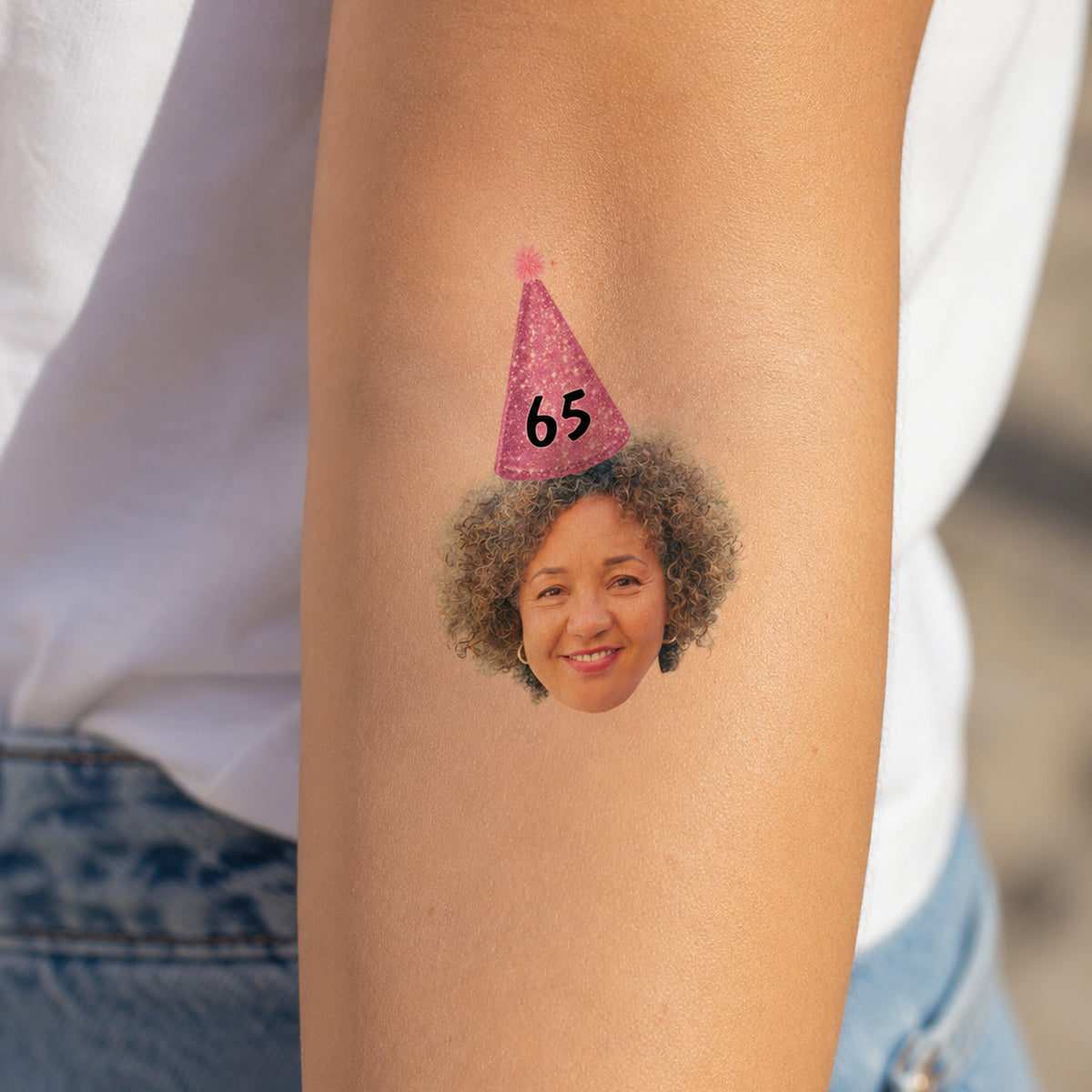 Custom Face Temporary Tattoos With Party Hat, Personalized Birthday Favor TH10 170587