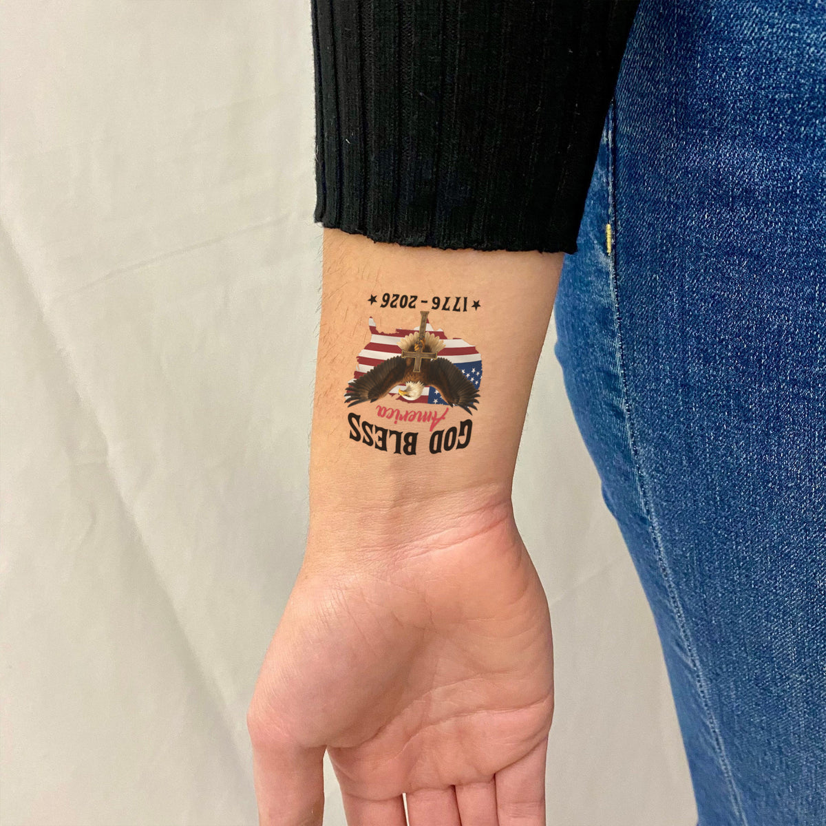 Multi America 250 With Eagles - In God We Trust Party Tattoos Favors LM32 897813