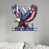 Custom Family Name Eagle & American Flag Monogram Metal Sign HA75 920512