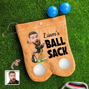 Personalised Cartoon Character Face Photo Suede Golf Ball Bag Sack with 2 Golf Balls Golf Accessory Birthday Gift for Golfer Golf Player HO82 900628