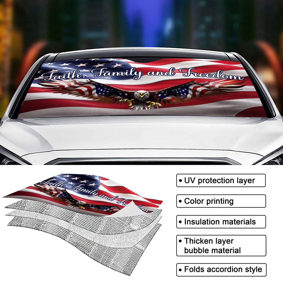 Faith, Family & Freedom America 250 Car Sunshade HA75 898754