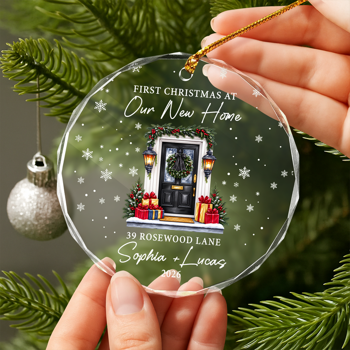 Personalized First Christmas In Our New Home Glass Ornament, New Homeowner Christmas Decoration HO82 903604