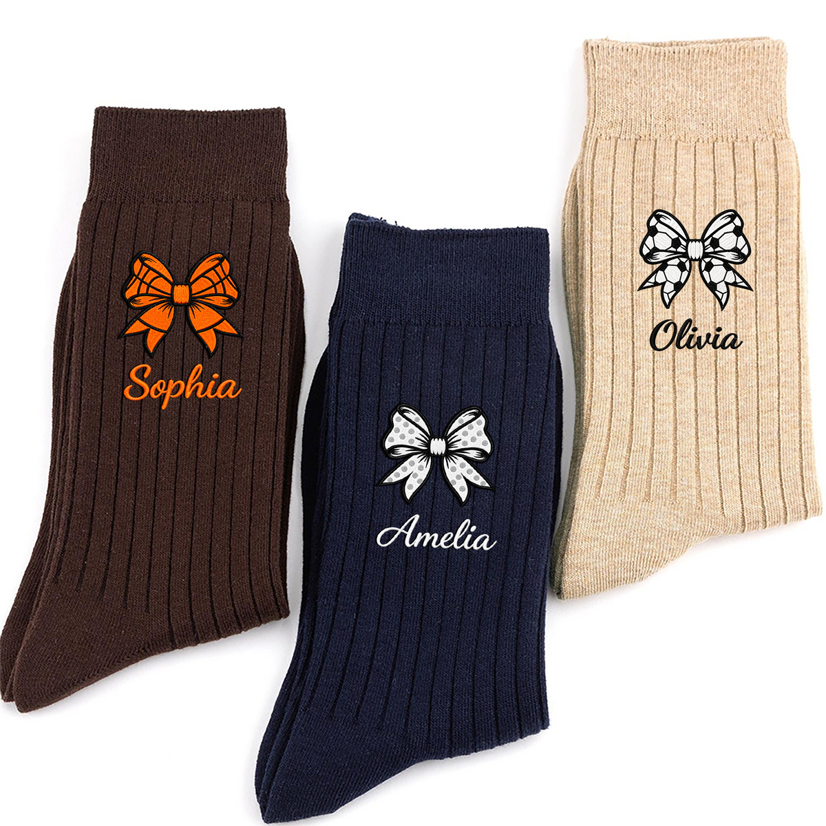 Personalized Name Coquette Bow Sports Embroidered Socks Gift For Her HA75 919492