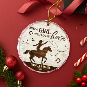 Personalized Just a Girl Who Loves Horses Glass Ornament Horse Lover LM32 895883