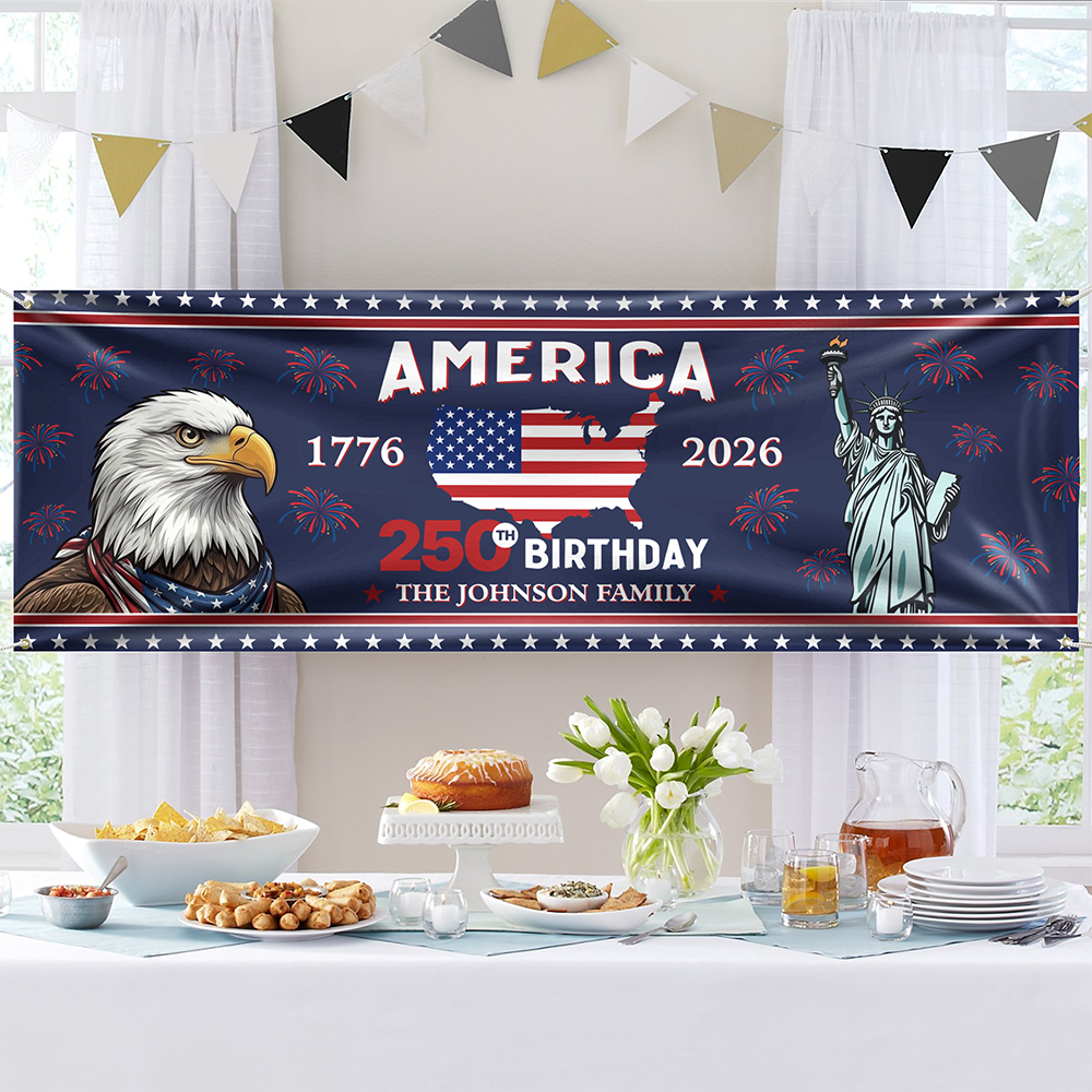 Custom Family Name American 250th Birthday 1776-2026 Banner HA75 920904