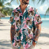Custom Photo Funny Face Cat Family Vacation Tropical Pattern Hawaii Shirt HA75 892310