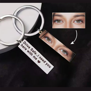 Custom Eyes Photo And Love Quote Metal Keychain Valentine's Gift TH10 898381