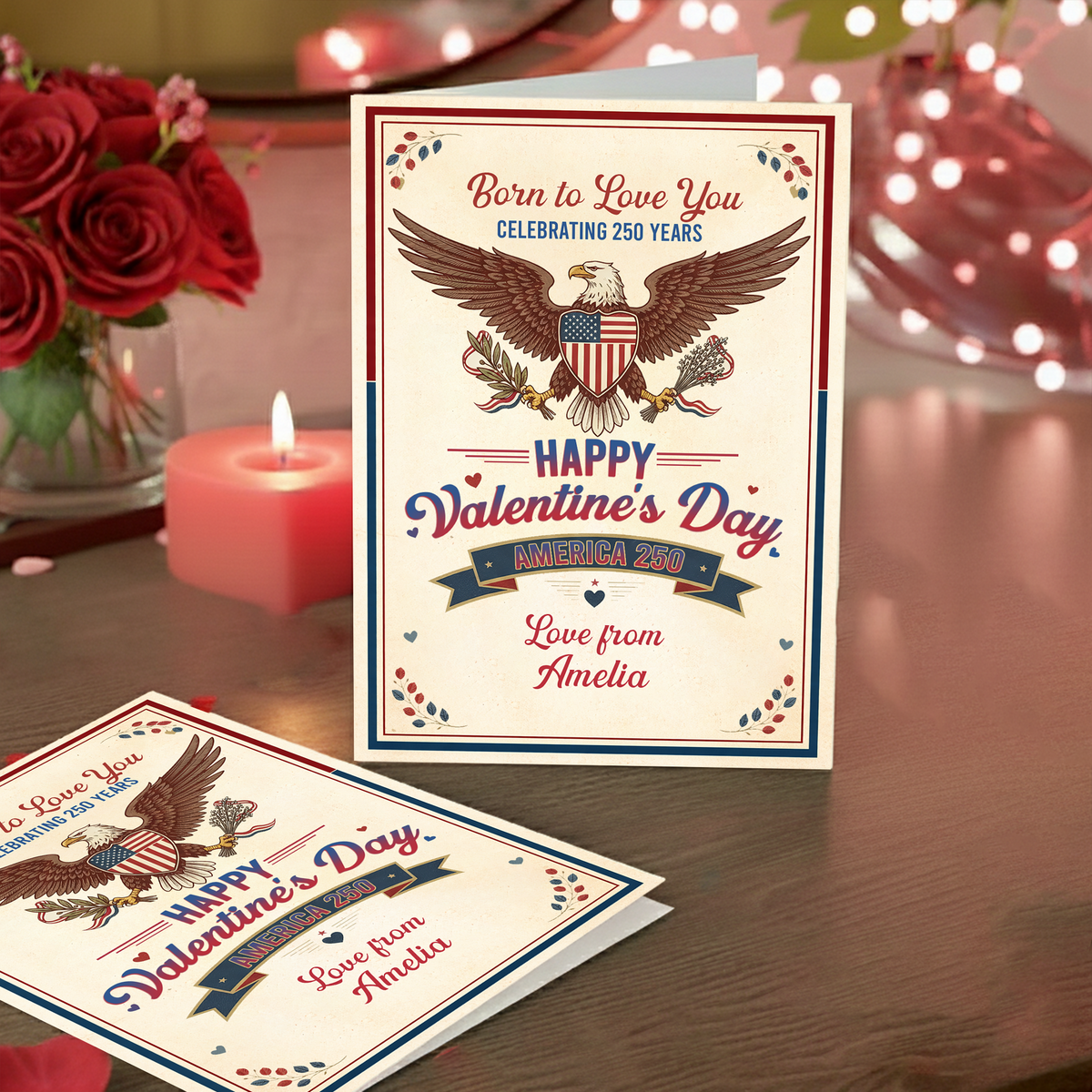Personalized Name Born To Love You - 250 Years Of Freedom and Valentine Card Patriotic Gift LM32 897855