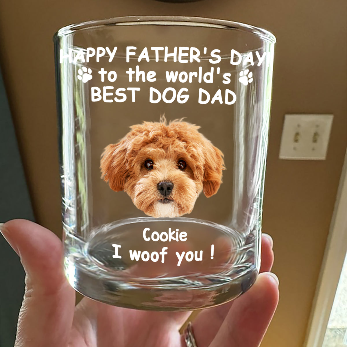 Custom Photo Woof Best Dog Dad Whiskey Glass Father's Day Gifts HA75 892370
