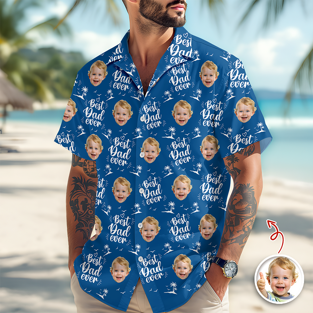Custom Photo Best Dad Ever Hawaii Shirt - Personalized Father’s Day Gift HA75 921318