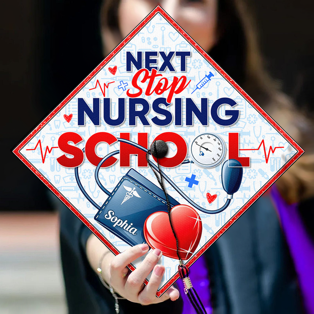 Custom Name Next Stop Nursing School Graduation Cap Topper LM32 899335