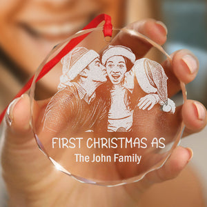 Custom Family Photo And Name Engraved Glass Ornament For Christmas TH10 894277