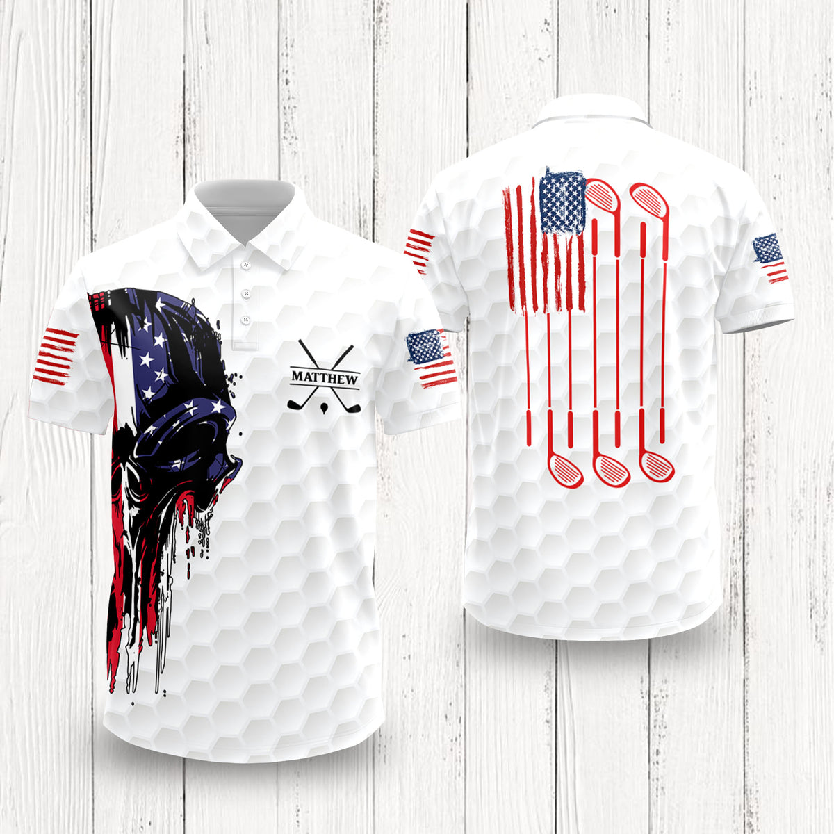 Personalized American Skull Flag Polo Shirt Gift For Golfer, Golf Lovers CH07 899870