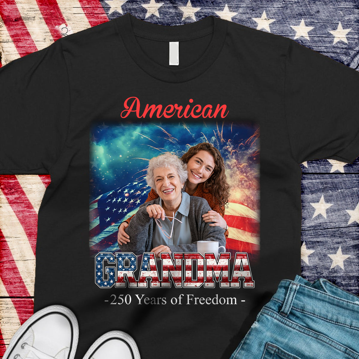 Custom Photo Dad Myth Legend USA 250th Anniversary Dark Shirt HO82 902126