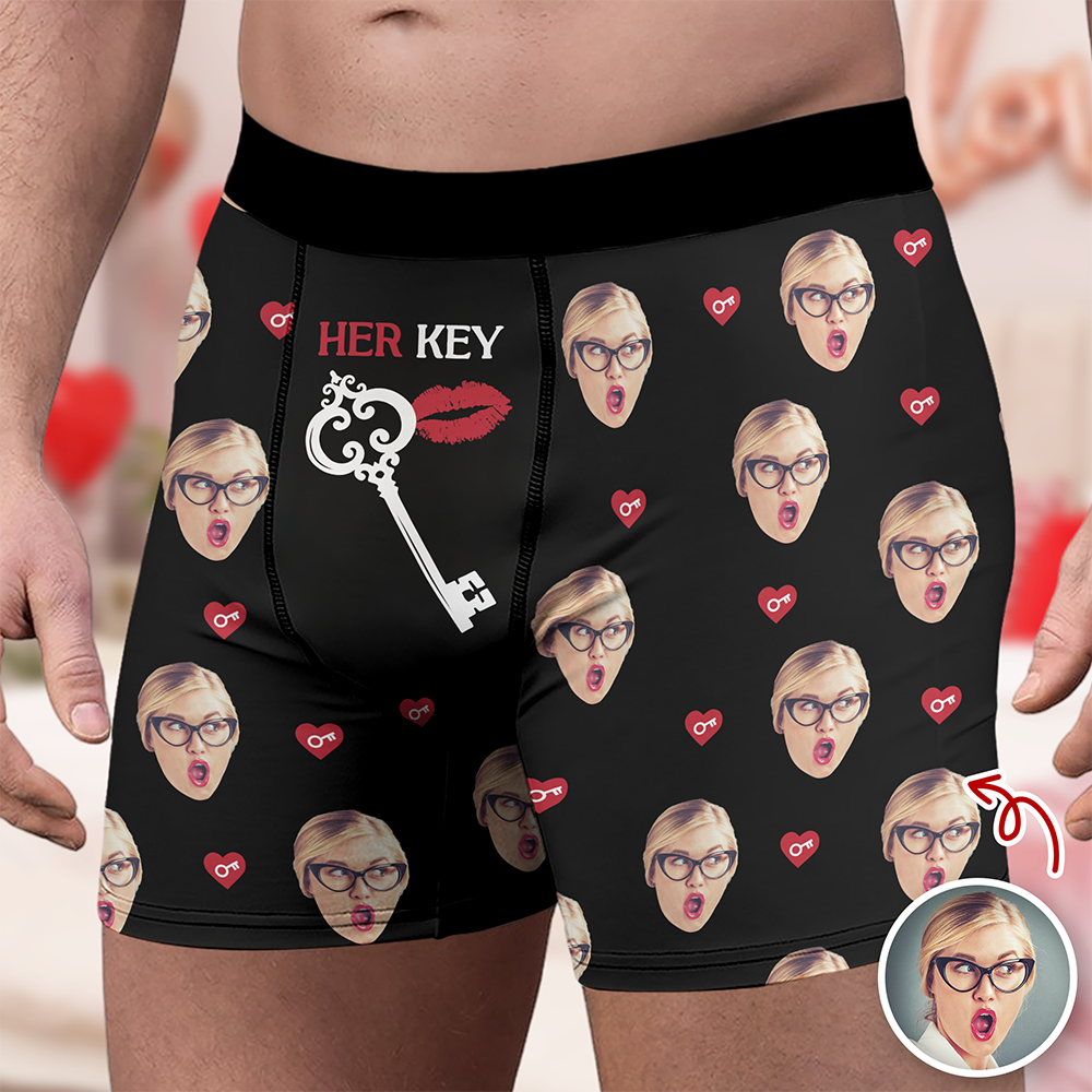 Custom Photo Her Key Man's Boxer, Valentine's Day Birthday Gift for Him HA75 898732