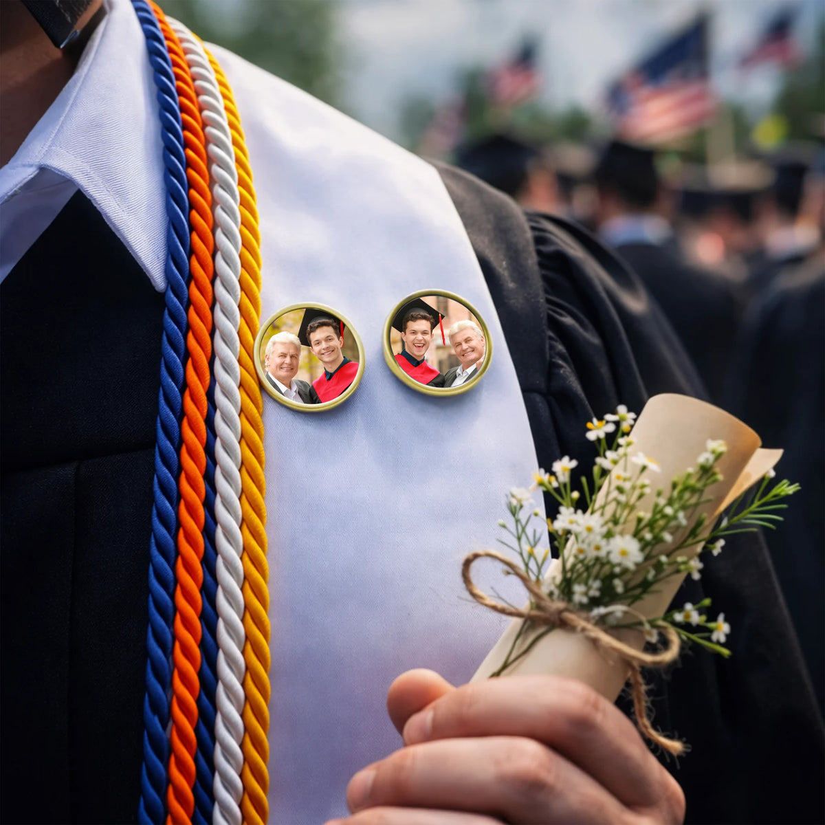 Custom Photo In Loving Memory Memorial Lapel Pin - Gift for Graduation Day, Family Memorial Gifts HO82 901860