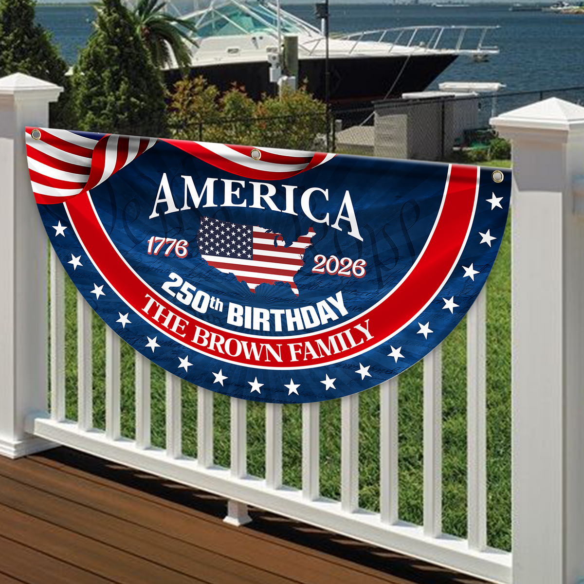 Personalized Family Name America 250th Anniversary Fan Flag HA75 920368