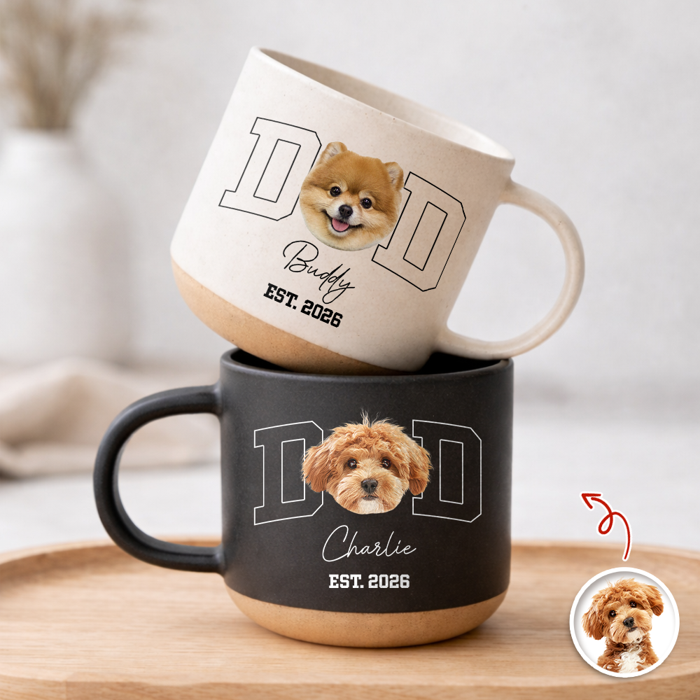 Custom Photo And Name Pottery Mug For Dog Dad TH10 169901