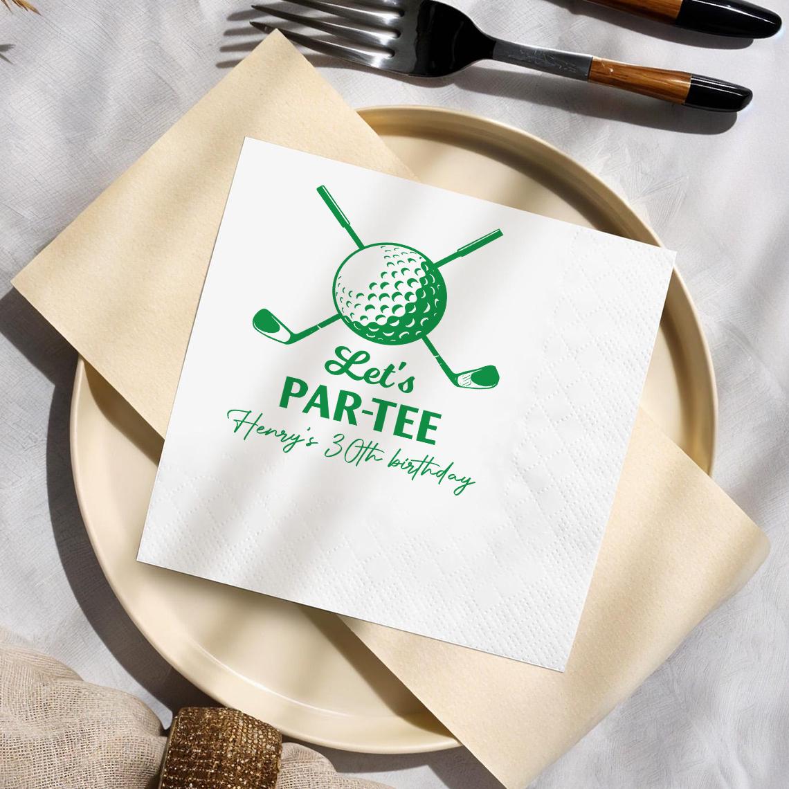 Personalized Name Let's Par-tee Golf Birthday Party Beverage Cocktail Napkins LM32 899777