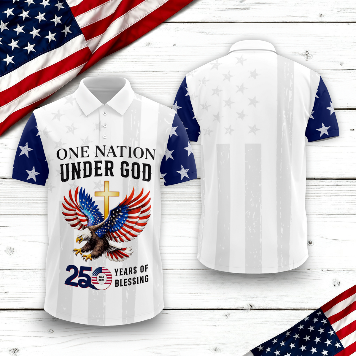 Personalized One Nation Under God America 250th 1776-2026 Polo Shirt LM32 899607