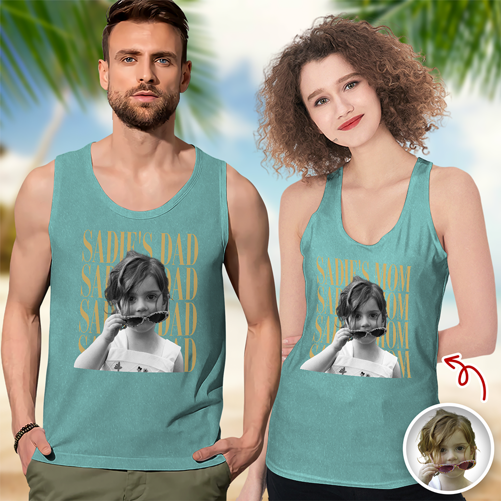 Personalized Vintage Photo Dad, Mom Tanktop CH07 911702