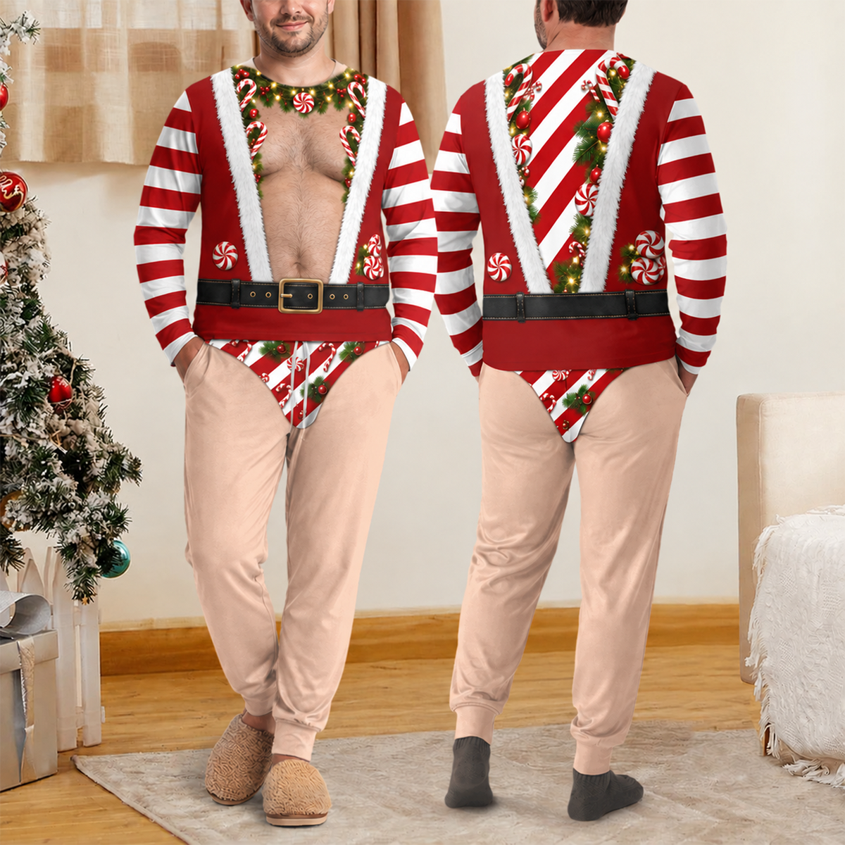 Personalized Funny Men's Christmas Fake Body Sleepwear, Novelty Gag Gift For Husband, Dad & Friends TH10 171159