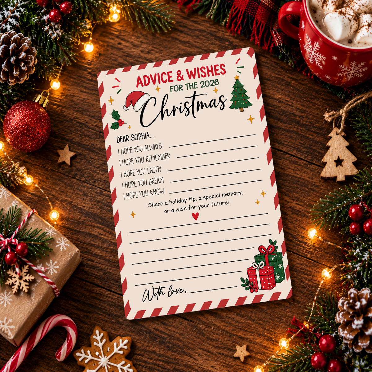 Set of 12 Christmas Wishes Cards - Advice Cards for Christmas gift LM32 670043