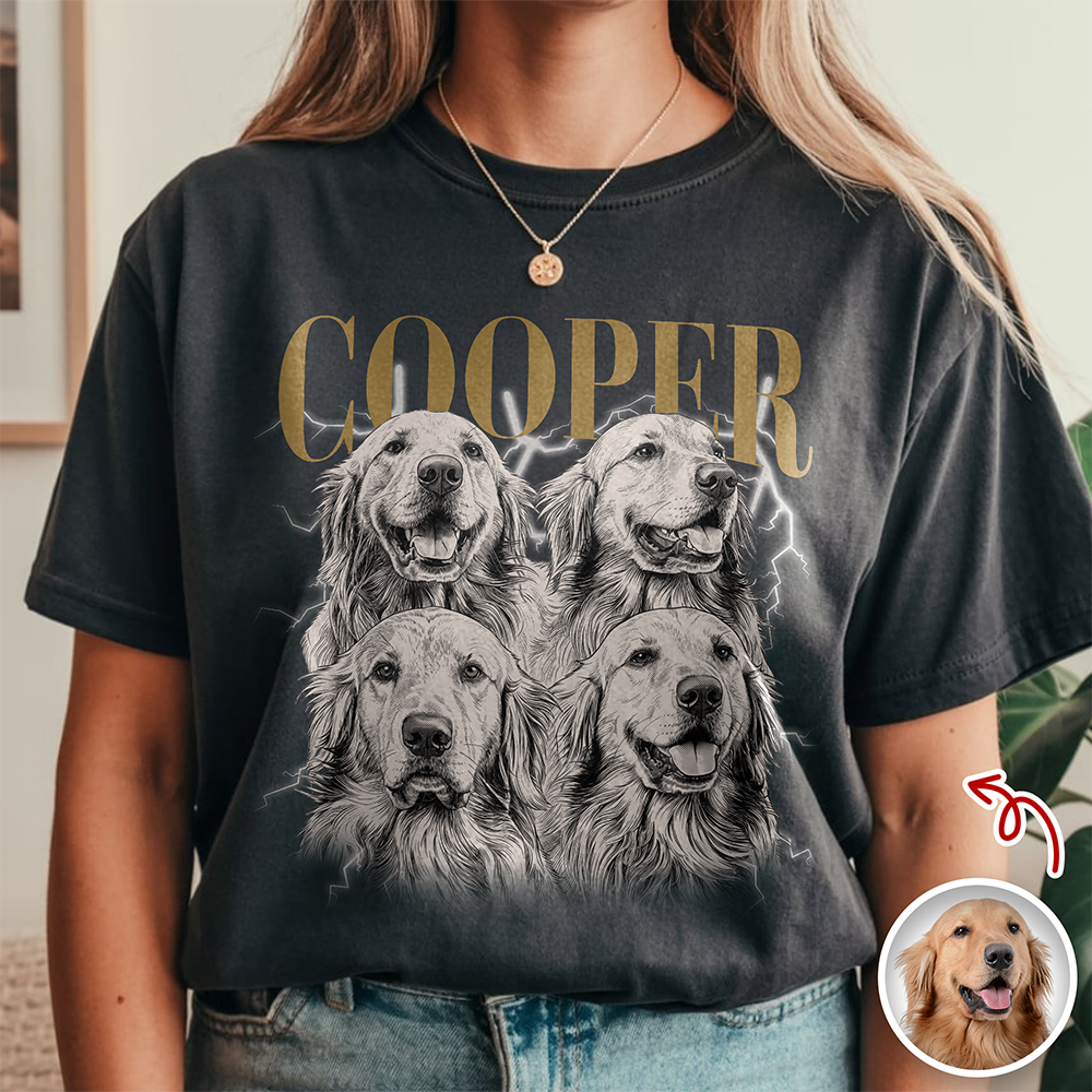 Custom Vintage Dog Photo Comfort Shirt - Personalized Gift for Dog Lovers CH07 180100